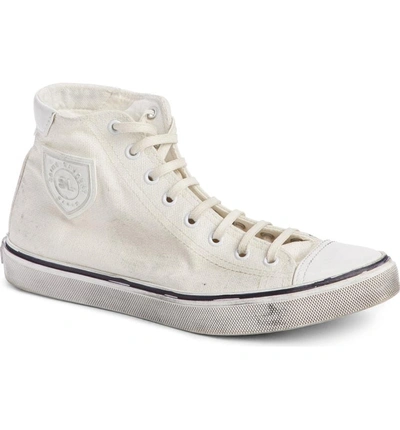 Shop Saint Laurent Bedford Distressed High Top Sneaker In White