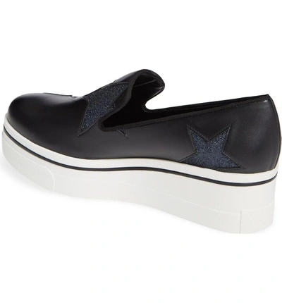 Shop Stella Mccartney Binx Stars Slip-on Platform Sneaker In Black/ Deep Blue