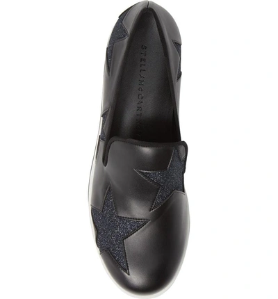 Shop Stella Mccartney Binx Stars Slip-on Platform Sneaker In Black/ Deep Blue