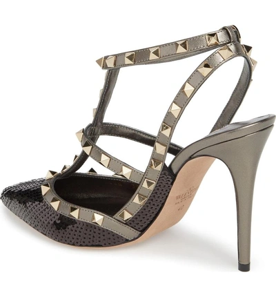 Shop Valentino Rockstud Sequin T-strap Pump In Black