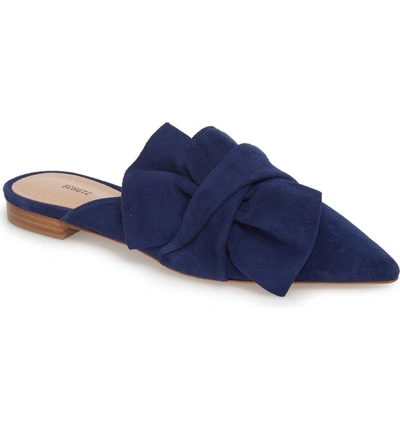 Shop Schutz D'ana Knotted Loafer Mule In Dress Blue Suede