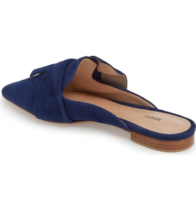 Shop Schutz D'ana Knotted Loafer Mule In Dress Blue Suede