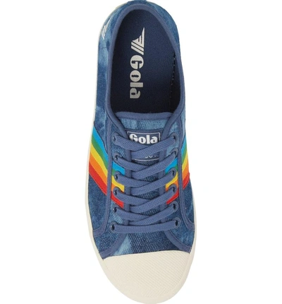 Shop Gola Coaster Rainbow Striped Sneaker In Denim/ Multi