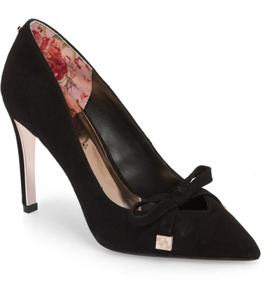 Shop Ted Baker Gewell Bow Pump In Black Suede