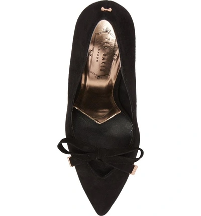 Shop Ted Baker Gewell Bow Pump In Black Suede