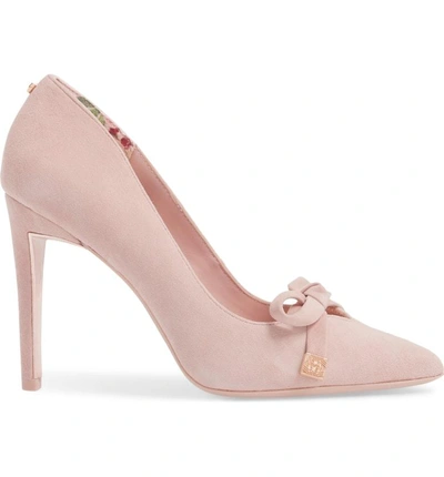 Shop Ted Baker Gewell Bow Pump In Mink Pink Suede