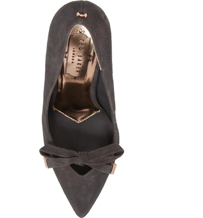 Shop Ted Baker Gewell Bow Pump In Charcoal Suede