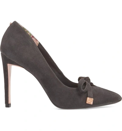 Shop Ted Baker Gewell Bow Pump In Charcoal Suede