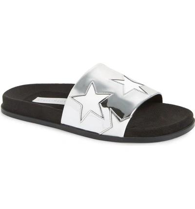 Shop Stella Mccartney Star Slide Sandal In Silver/ White