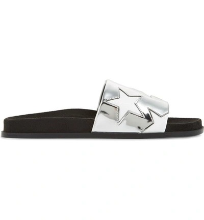 Shop Stella Mccartney Star Slide Sandal In Silver/ White