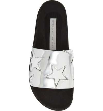 Shop Stella Mccartney Star Slide Sandal In Silver/ White