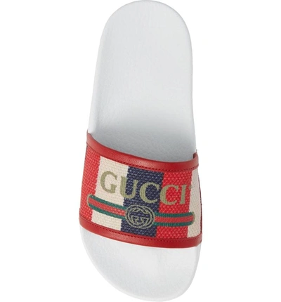 Shop Gucci Sylvie Stripe Slide Sandal In White/ Blue/ Red