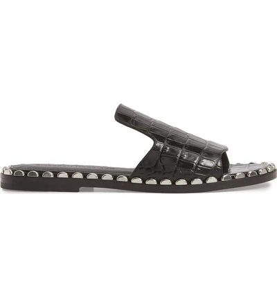 Shop Sigerson Morrison Estee Slide Sandal In Black Croc Print Leather