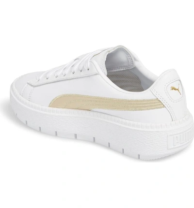 Shop Puma Platform Trace Sneaker In  White/ Metallic Gold