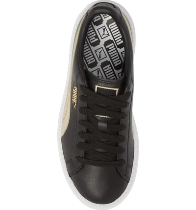 Shop Puma Platform Trace Sneaker In  Black/ Metallic Gold