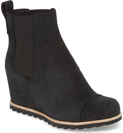 Shop Ugg Pax Waterproof Wedge Boot In Black Leather