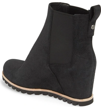Ugg Women s Pax Round Toe Leather Wedge Booties In Black ModeSens