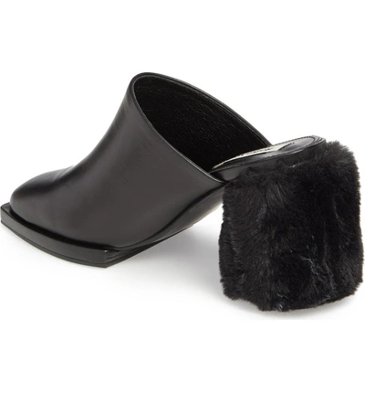 Shop Reike Nen Faux Fur Block Heel Mule In Black