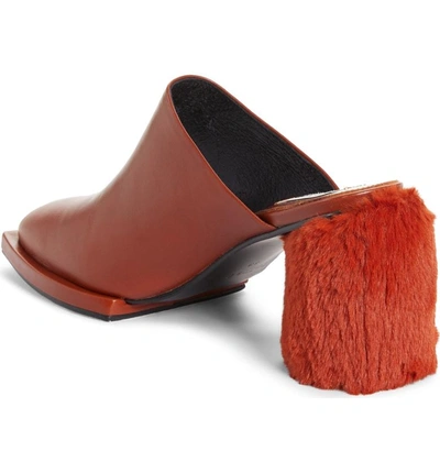Shop Reike Nen Faux Fur Block Heel Mule In Brown Copper
