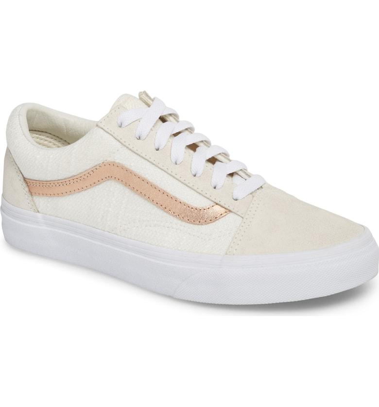 white and gold vans