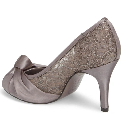 Shop Adrianna Papell Francesca Knotted Peep Toe Pump In Steel Satin