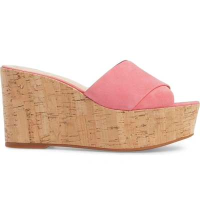 Shop Vince Camuto Kessina Platform Wedge Mule In Soft Pink Suede