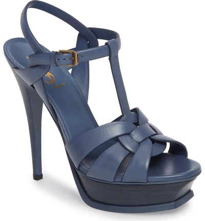 Shop Saint Laurent 'tribute' Sandal In Denim