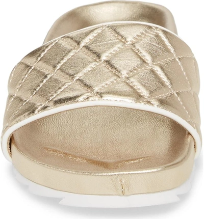 Shop Jslides Edge Slide Sandal In Light Gold Metallic Leather