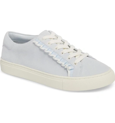 Shop Tory Sport Ruffle Sneaker In Blue Silk Suede