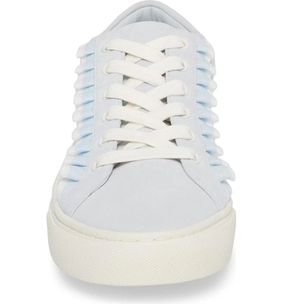 Shop Tory Sport Ruffle Sneaker In Blue Silk Suede