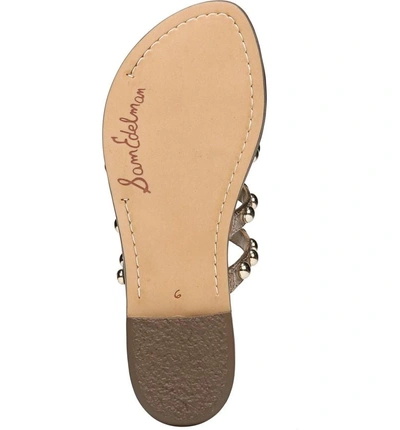 Shop Sam Edelman Glenn Studded Slide Sandal In Dark Molten Gold Leather