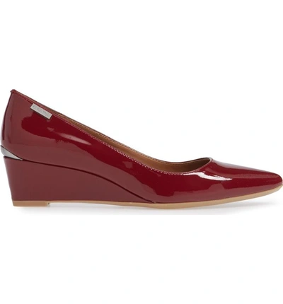 Shop Calvin Klein 'germina' Pointy Toe Wedge In Red Rock Patent