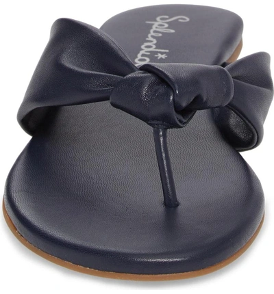 Shop Splendid Bridgette Knotted Flip Flop In Navy Leather