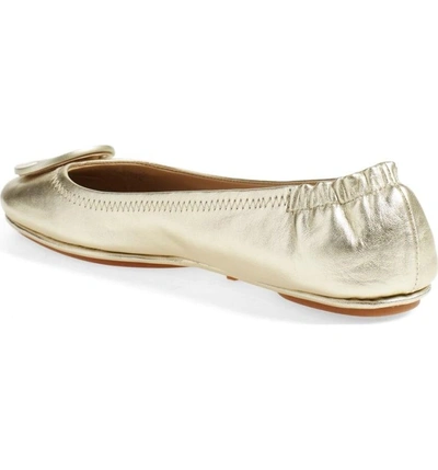 Shop Tory Burch 'minnie' Travel Ballet Flat In Gold Metallic Soft Nappa