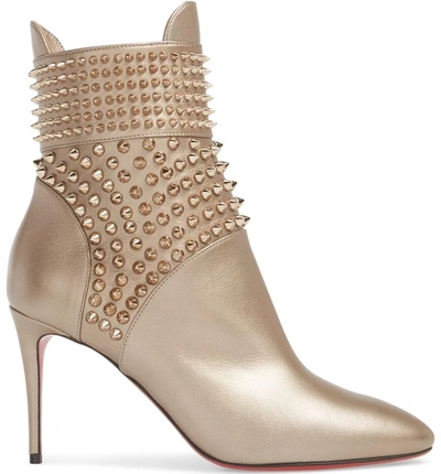 Shop Christian Louboutin Hongroise Spike Bootie In Colombe