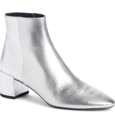 Shop Saint Laurent Loulou Bootie In Silver