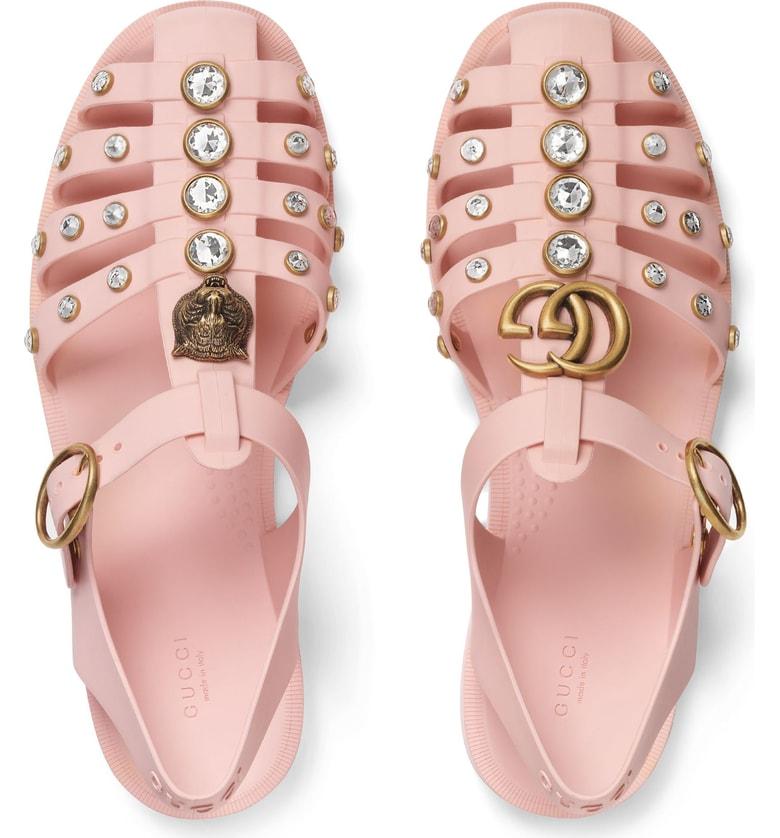 rubber sandal with crystals gucci