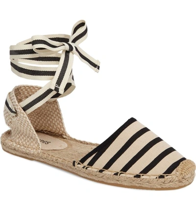 Shop Soludos Lace-up Espadrille Sandal In New Natural/ Black Stripe