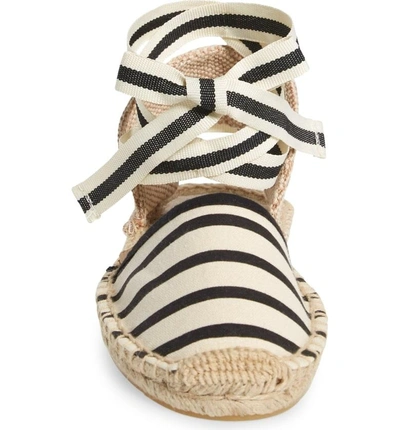 Shop Soludos Lace-up Espadrille Sandal In New Natural/ Black Stripe
