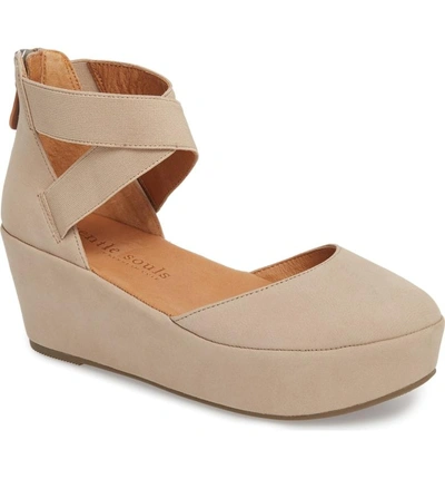 Shop Gentle Souls By Kenneth Cole Nyssa Platform Wedge In Mushroom Nubuck