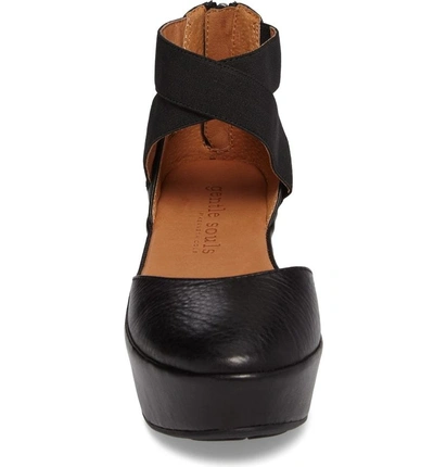 Shop Gentle Souls By Kenneth Cole Nyssa Platform Wedge In Black Leather