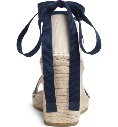 Shop Gucci Lilibeth Sylvie Web Espadrille Wedge Sandal In White/ Blue