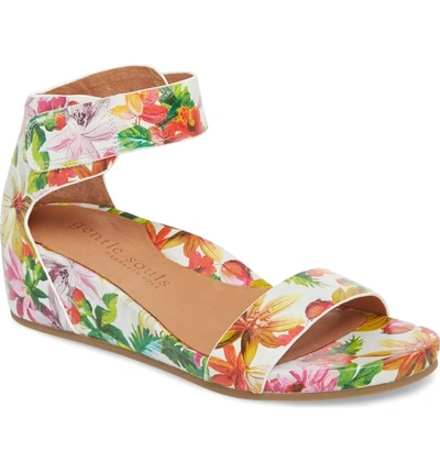 Shop Gentle Souls By Kenneth Cole Gianna Wedge Sandal In Palm Printed Leather