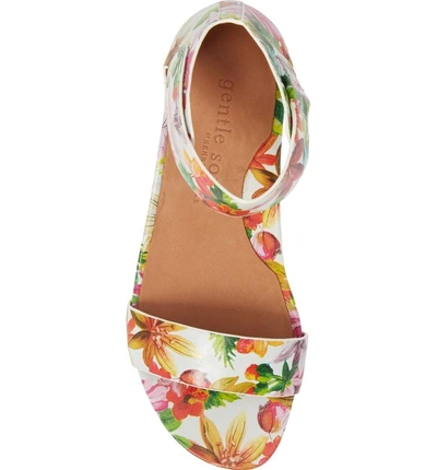 Shop Gentle Souls By Kenneth Cole Gianna Wedge Sandal In Palm Printed Leather