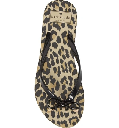 Shop Kate Spade 'nova' Flip Flop In Black Leopard Print