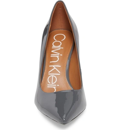 Shop Calvin Klein 'gayle' Pointy Toe Pump In Steel Greystone Leather