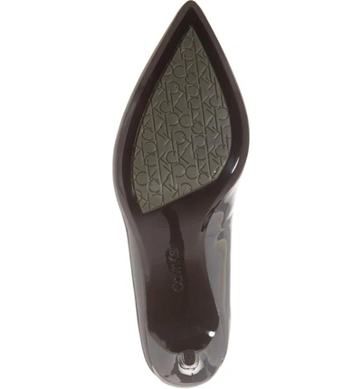 Shop Calvin Klein 'gayle' Pointy Toe Pump In Steel Greystone Leather