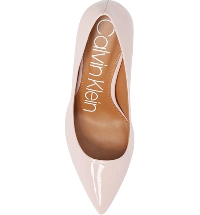 Shop Calvin Klein 'gayle' Pointy Toe Pump In Petal Pink Leather