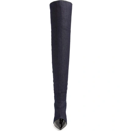 Shop Giuseppe Zanotti Horror Button Over The Knee Boot In Denim