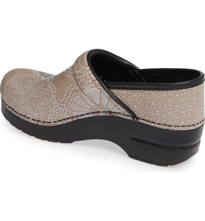 Shop Dansko Embroidered Professional Clog In Taupe Milled Nubuck Leather